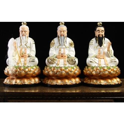 A set 3PCS SAN QING Dao Zu Taoism Gods TAISHANG LAOJUN YUANSHI TIANZUN LINGBAO TIAN ZUN HOME shrine protection Buddha statue