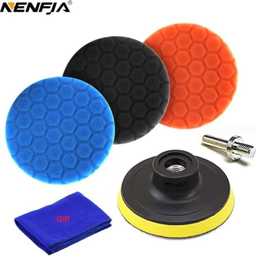 3pcs Hexagonal Polished pad set Sponge Disc Buffing Sponge Waxing Polishing Pad Kit Set For Car Polisher Buffer 3/4/5/6/inches