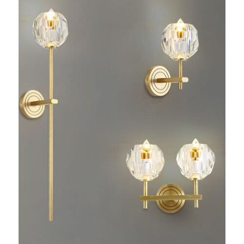 All copper wall lamp, living room, postmodern, simple bedside lamp, wall lamp, double head brass lamps and lanterns