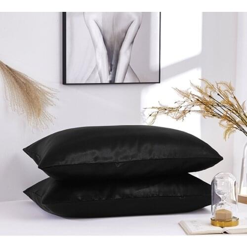 Silk Satin Pillowcase Smooth Pillow Case Soft and Shiny Pillowcases for Bed US Twin Queen Solid Color Pillow Covers 1pc Dropship