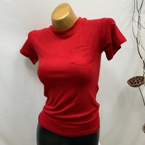 Solid Pocket Women T-Shirts 2020 Summer New Turtleneck Short-Sleeved Slim Lady Elegant Pulls Outwear Tops Tees