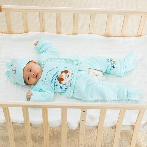 Puppy Autumn and Winter Thicken Baby Cotton-padded Clothes 6-Piece Set Newborn Baby Cotton-padded Clothes Baby Clothing