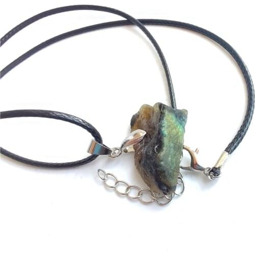 Natural Labradorite Pendant Colored Stone, Irregular Shaped Mineral Stone