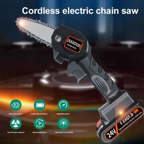24V Lithium Battery Portable Electric Pruning Saw Woodworking Garden Logging Mini Electric Chain Saw Tree Branch Wood Cutting