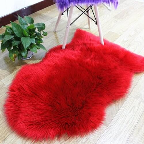 Juneiour Pink Soft Artificial Sheepskin Rug Bedroom Mat Chair Cover Artificial Wool Warm Plush Carpet Seat Textil Fur Area Rugs