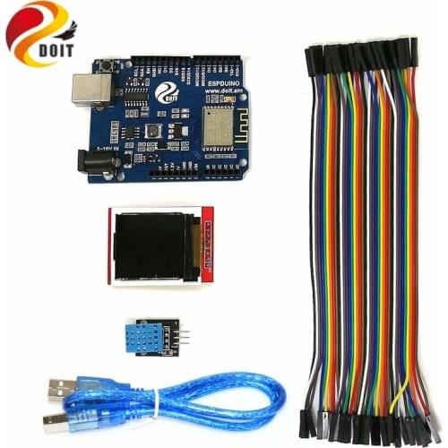 Arduino WiFi Starter Kit for IoT, ESPduino Development board,1.44'' inch LCD Module, DHT11 Temperature/ Humidity Sensor DIY