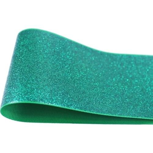 T.R RIBBON 3'' 75mm full glitter grosgrain polyester sparkle sprayed ribbon Gift Wrap ribbon 580 emerald 10yards