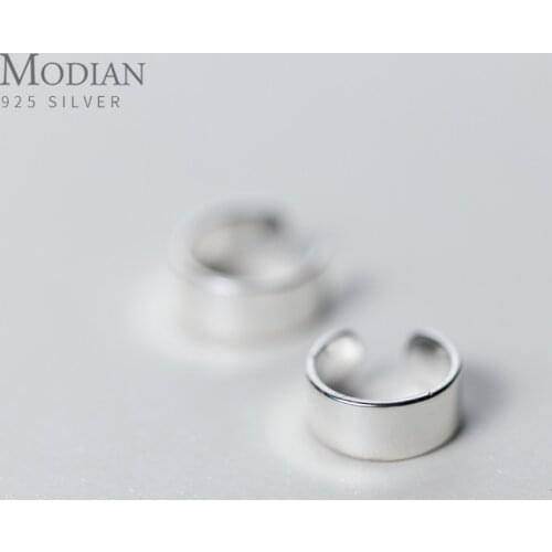 Modian Minimalism Charm Earring Trendy 925 Sterling Silver Round Clip Earrings For Women And Girl Jewelry Exquisite Accessories