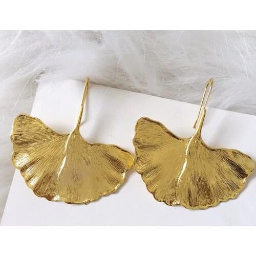 Ztech Charms Gold Color Leaves Metal Earrings For Women Girls Korean Geometric Boho Statement Bijoux Party Gift Pendientes