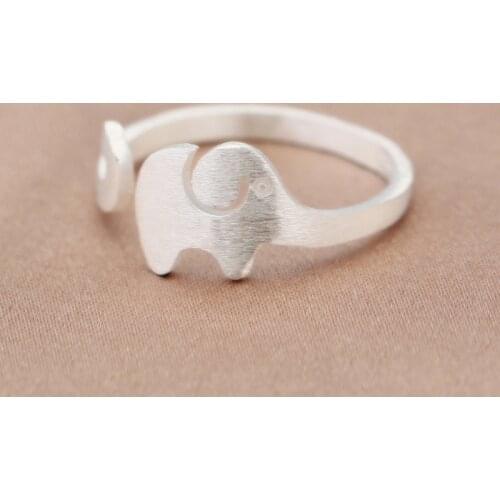 MloveAcc 925 Sterling-silver-jewelry Matt Finish Elephant Open Rings for Women High Quality Sterling Silver Girl Bague Femme