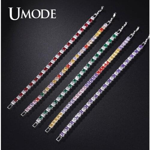 UMODE Muti Colors Tennis Bracelets & Bangles Cubic Zirconia Wedding Bracelets Women Accessories Wholesale Jewelry Lots UB0178AX