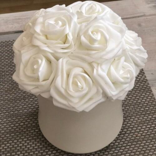 24pcs 7cm Foam Rose Artificial Flower Rose Wedding Decoration Bridal Bouquet DIY Wreath Craft Home Garden Decor Fake Floral