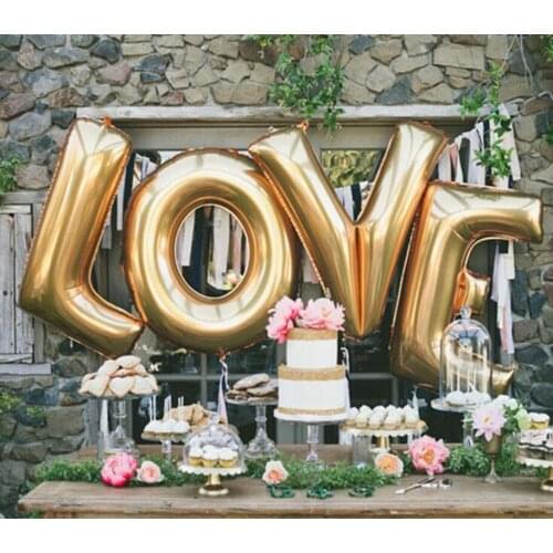 40inch Big Love Silver/Gold Letter Balloon Aluminum Foil Helium Birthday Wedding Party Decoration Celebration Supplies