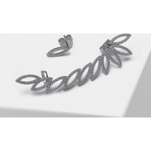 Amorita boutique 925 Asymmetrical leaf design fashion stud earrings