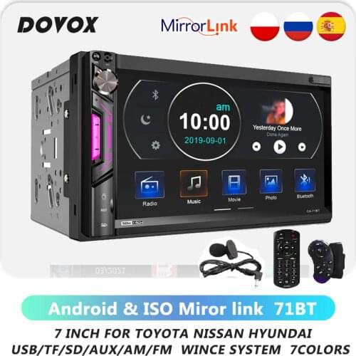 DOVOX 2din Car Radio Android GPS Multimedia Player 2 Din 71BT Bluetooth Mirrorlink Autoradio 7” Screen For TOYOTA NISSAN Hyundai