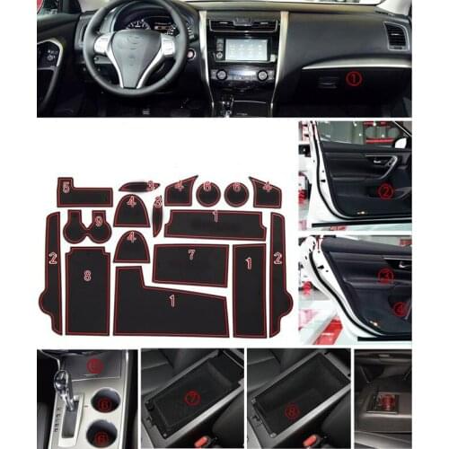 Car Door Gate Slot Mats Cup Storage Pad Mat For Nissan Teana Armrest Box Without Cigarette Lighter Version 2013 2014 2015 ~2018