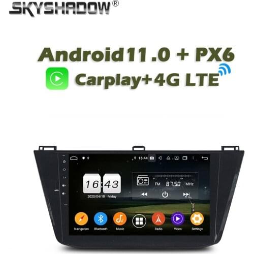 Wireless Carplay PX6 Car DVD multimedia Player Android 10.0 4GB+ 64GB GPS RDS Radio wifi Bluetooth 5.0 For VW Tiguan 2016 - 2018