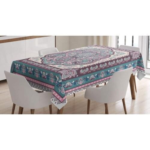 Bohemian Hippie Mandala Paisley Design, Dining Room Kitchen Rectangular Table Cover