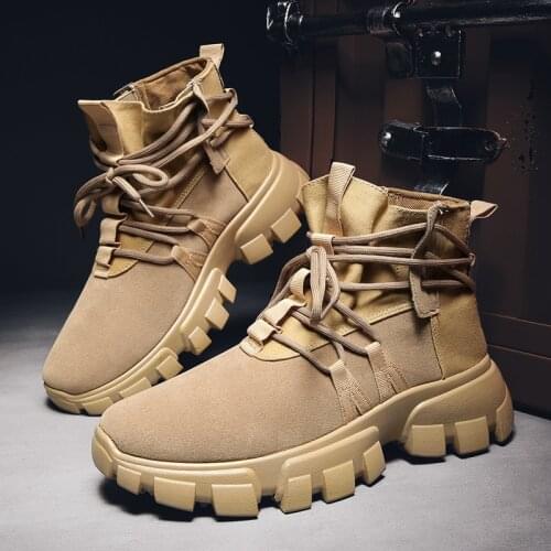 Martin Boots Mens Winter Warm British Style Tooling Boots High-top Artificial Leather Mens Shoes Couple Large Size Boot Casual