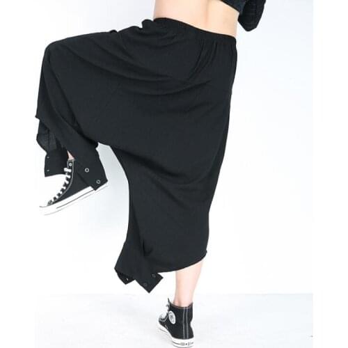 Spring & Summer Solid Color Brand Personality Squirrel Pants Mens Loose Pleated Trousers Men Black Sweatpants Joggers