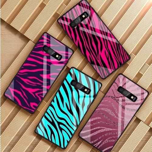 Zebra-stripe Tempered Glass Phone Case For Samsung Galaxy S8 S9 S10 S20 PLUS J6 J8 2018 NOTE 8 9 10 Cover Shell