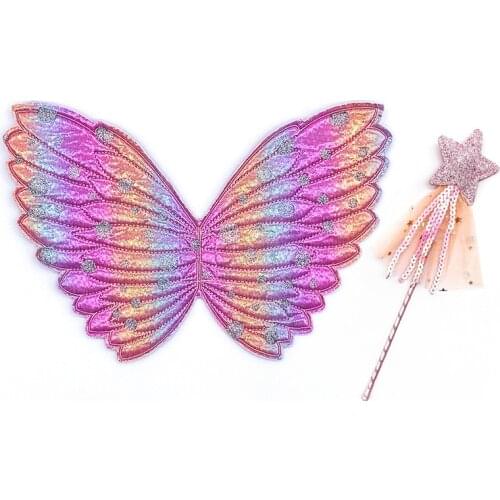 Children Halloween Cartoon Sequined Wand Butterfly Wings Tutu Skirt Suit Set Christmas Birthday Party Gift