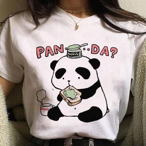 Panda Eat Toast Kawaii Anime Graphic Print T-shirt Women Autumn Fashion Tshirt Tee Harajuku Aesthetic White Tops Female T Shirt