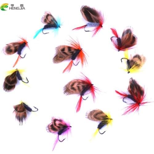 HENGJIA 12pc Multicolor MayFly Trout Fishing Flies Artificial Insect Artificial Insect Bait Bumble Bee Fly Trout Fishing Lures