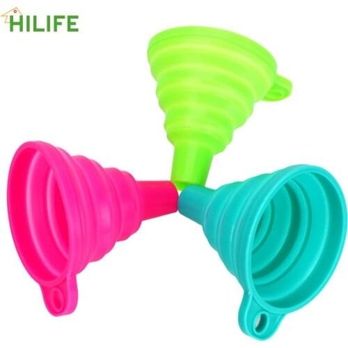 HILIFE Gadgets Kitchen Cozinha Cooking Tools Collapsible Style Funnel Protable Foldable Hopper Mini Silicone Foldable Funnels