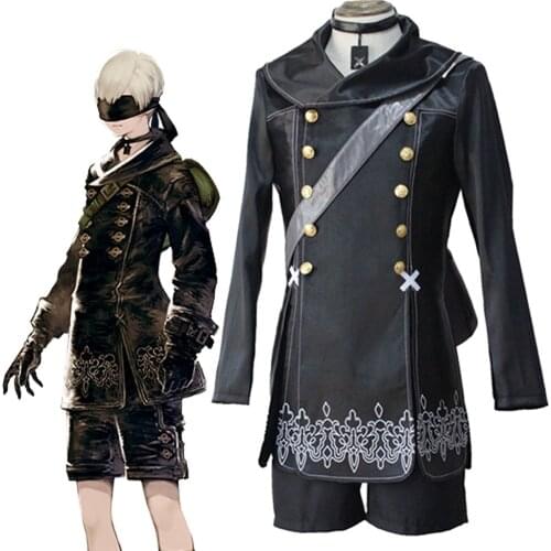 Games NieR Automata YoRHa No.9 Type S Cosplay Costume 9S Full Set Black Uniforms Wig Men Halloween Carnival Party Fancy Dress