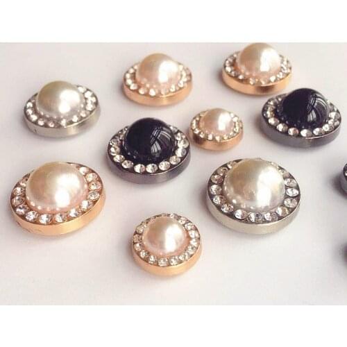 Inlay Pearl And Rhinestone Surround Rivets Stud For Bag Hat Shoe Leather Craft Chocker Decoration DIY Accessories