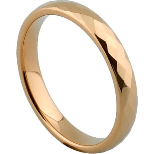 Classic ladies Alliances 100% Tungsten carbide wedding rings for women girls Multi-faceted 3mm Glossy rose gold color