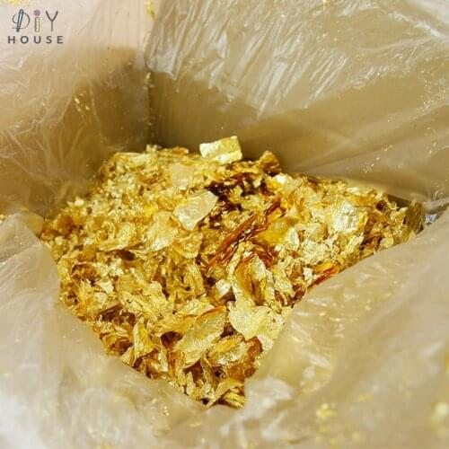 40g Gold/Silver/Copper Foil Paper Leaves Scrap Craft Art Glitter Gold Leaf Sheets Flakes For Gilding DIY Nail Flake Art Decor