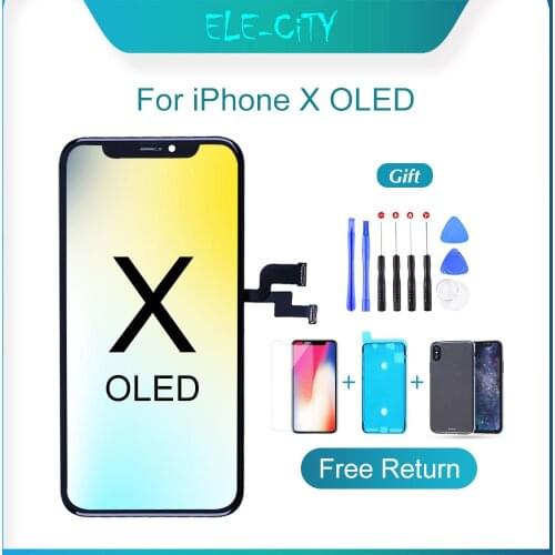 Best OLED For iPhone X OLED Touch Screen Display Digitizer Assembly Replacement For iPhone X True Tone Supported Black