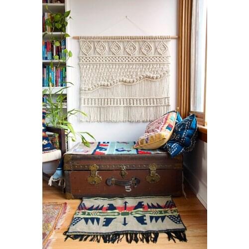 42 in X 36 in Macrame Wall Art Handmade Cotton Wall Hanging Tapestry with Bohemia Home Wedding Garden Party Decoration