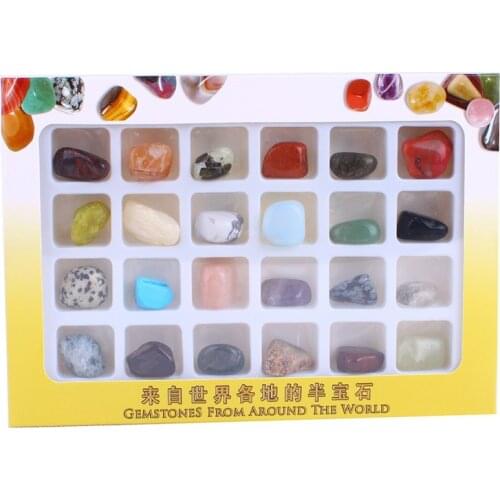 24pcs Irregular Tumbled Mini Ores Nature Stones Collection Art Ornament Decoration Set Gifts