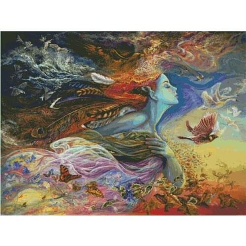 Top Customized Embroidery Fly Fairy Counted Cross Stitch Kits for Beginners with 100% Cotton Floss &Free Shipping for Wall Decor