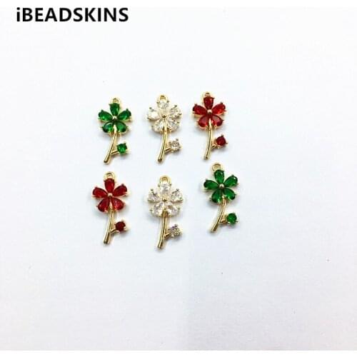 New arrival! 22x11mm Cubic Zirconia Flower shape charm/Connectors for Necklace,Earrings parts,Accessories,hand Made Jewelry DIY