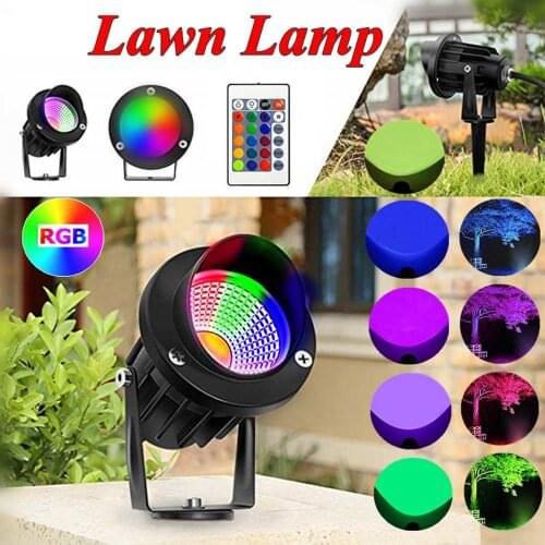 New Landscape Lights 10W Waterproof LED Garden Spotlights RGB COB Chip Outdoor Lawn Patio Pathway Spotlight AC85-265V/ AC/DC12V