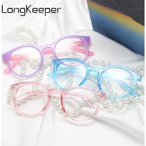 2020 New Anti Blue Light Glasses Kids Fashion Round Eyeglasses Boys Girls Computer Clear Lens Spectacles Children Optical Frame
