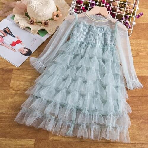 Party Dress for Girl Tutu Cake Full Spring Autumn Wedding Elegant Gown Flower Children Dresses 3 4 5 6 7 8 Yrs Girls Vestidos