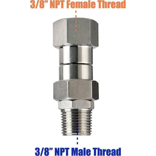 Stainless Steel High Pressure Washer Swivel Joint 3/8 Inch Pressure Washer Hose Fittings 4500 PSI Car Cleaning