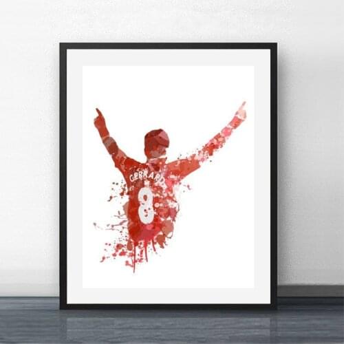 Steven Gerrard Football Star Canvas Art Poster Prints Mancave Decor Soccer Sports Wall Art Picture Watercolor Painting Boys Gift