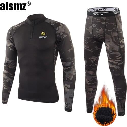 Aismz Thermo Underwear Mens Suit Tracksuit Compression Base First Layer Sport Rashgard Fleece Thermal Underwear Long Johns