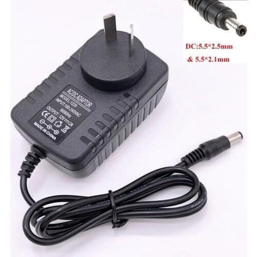 Supply Black 12V 0.5A 1.0A 1.5A 2.0A Australia New Zealand 100V/240C AC to DC 5.5*2.5mm & 5.5*2.1mm AU universal Power Adapter