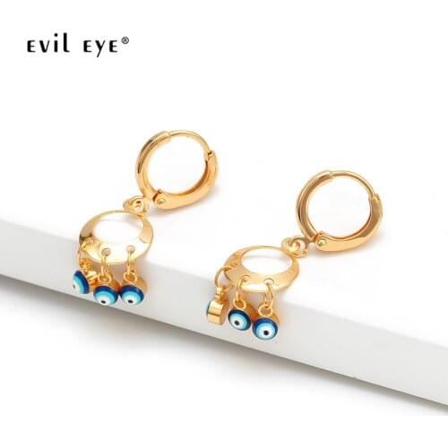 EVIL EYE Dangle Tassel Drop Earrings Gold Color Hanging Blue Turkish Eye Earrings Fashion Jewelry for Women Ladies Girls EY6554