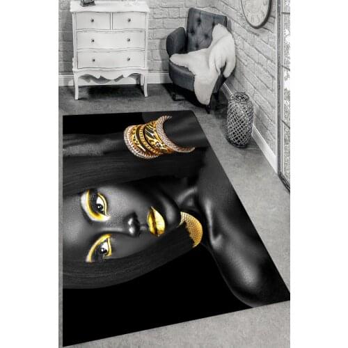 Fun African Girl Face Patterned Kid Room Game Carpet Rug Tateme Tatami Mat Decoration Bedroom Decor Quarto Kilim