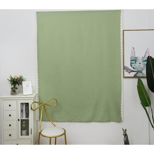 Velcro Strap Punch-free Installation Blackout Curtain Dust-proof Solid Drapes For Kitchen Bedroom Living Room Window 6 Colors