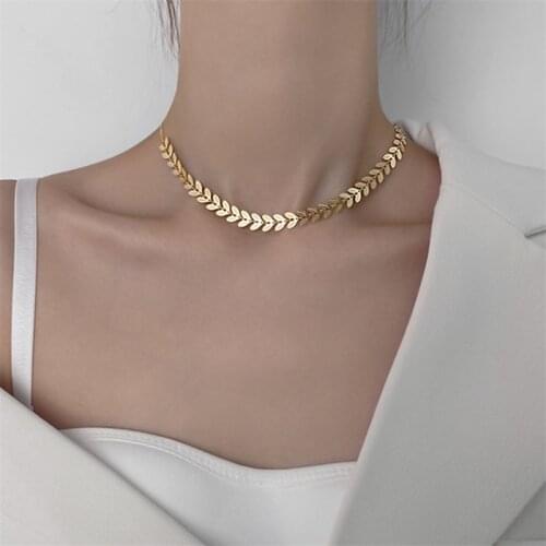 925 Silver Necklace Leaves Jewelry Minimalism Pendants Chocker Kolye Vintage Collier Bijoux Collares Jewelry For Women