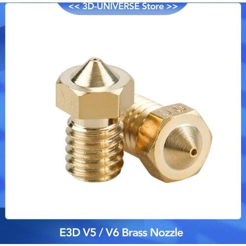 1Pc E3D V6 Brass Nozzle 0.2/0.25/0.3/0.4/0.5/0.6/0.8/1.0 For 1.75mm 3mm Filament E3D V6 V5 Copper Nozzle Extruder Print Head